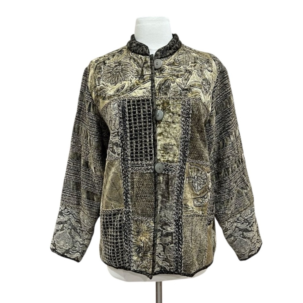 Flashback Velour Patchwork Blazer Jacket Size Sma… - image 1